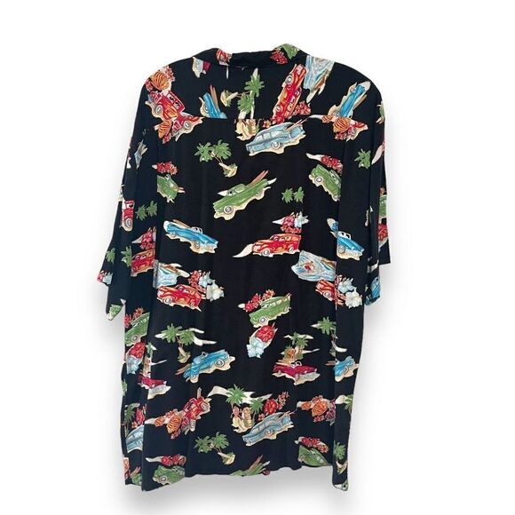 Treasure Island Men's Hawaiian Short Sleeve Button-Down Shirt  Black XL - Picture 2 of 10